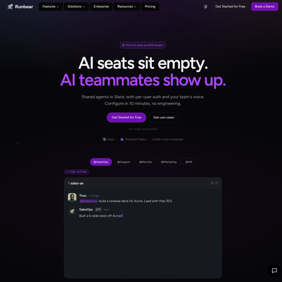 runbear.io homepage screenshot