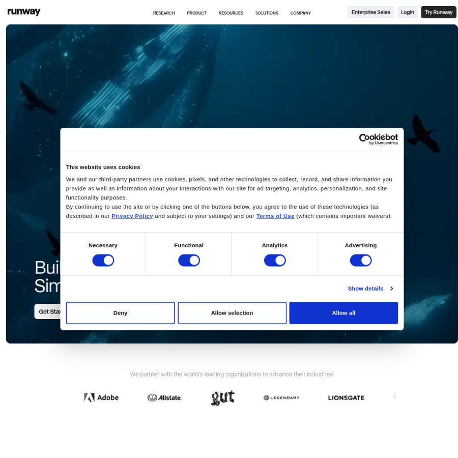 runwayml.com homepage screenshot