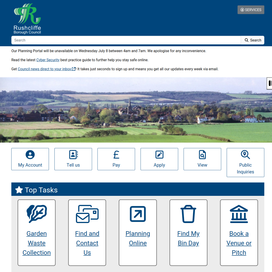 rushcliffe.gov.uk homepage screenshot