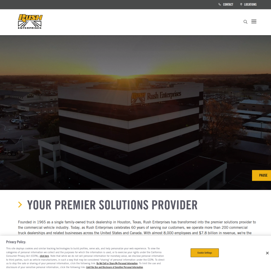 rushenterprises.com homepage screenshot