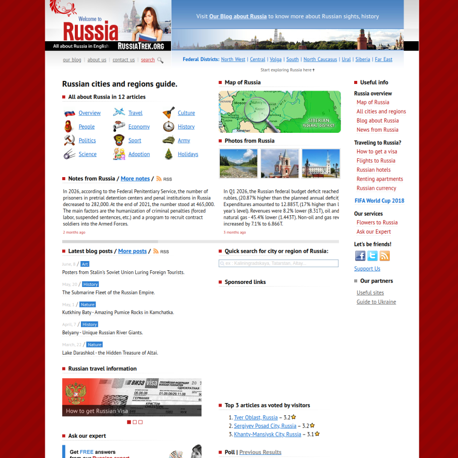 russiatrek.org homepage screenshot