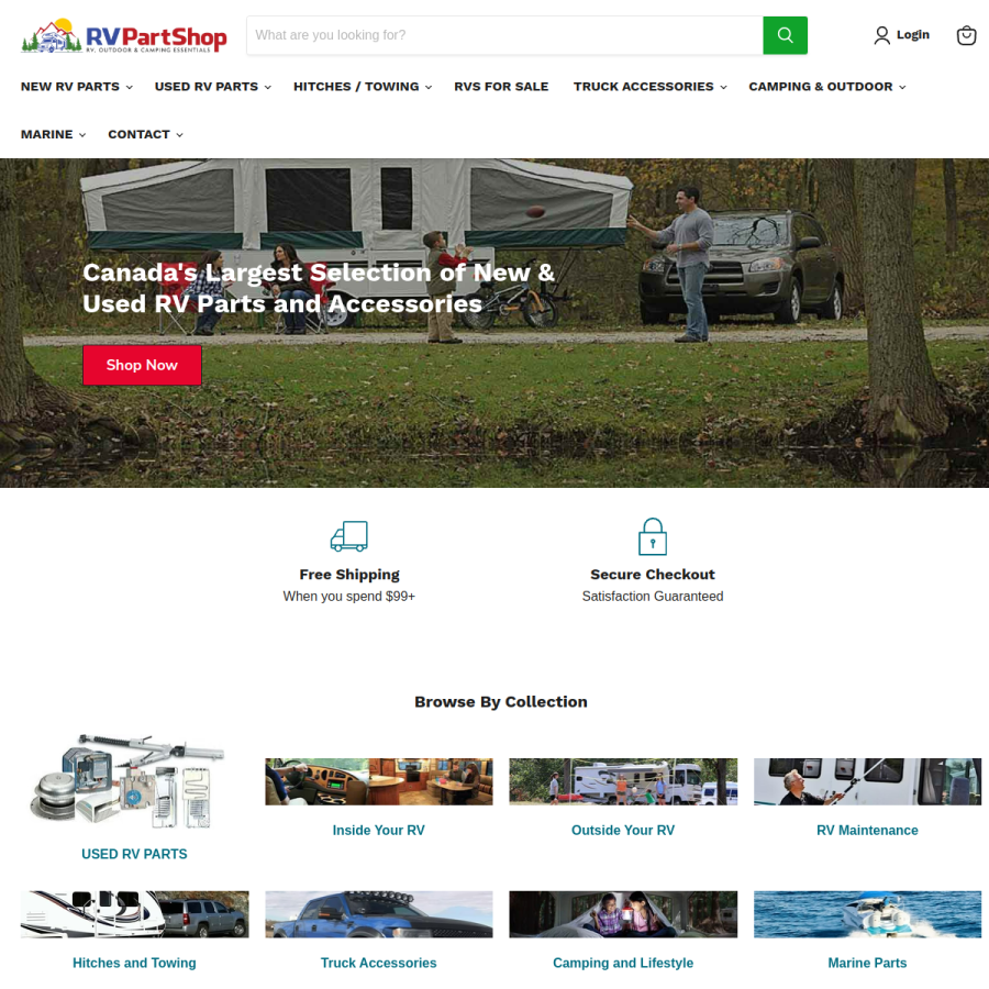 rvpartshop.ca homepage screenshot