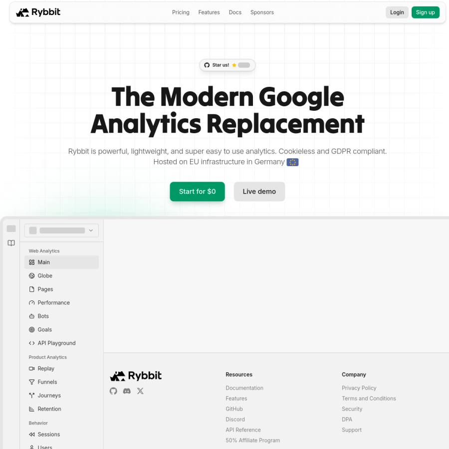 rybbit.com homepage screenshot