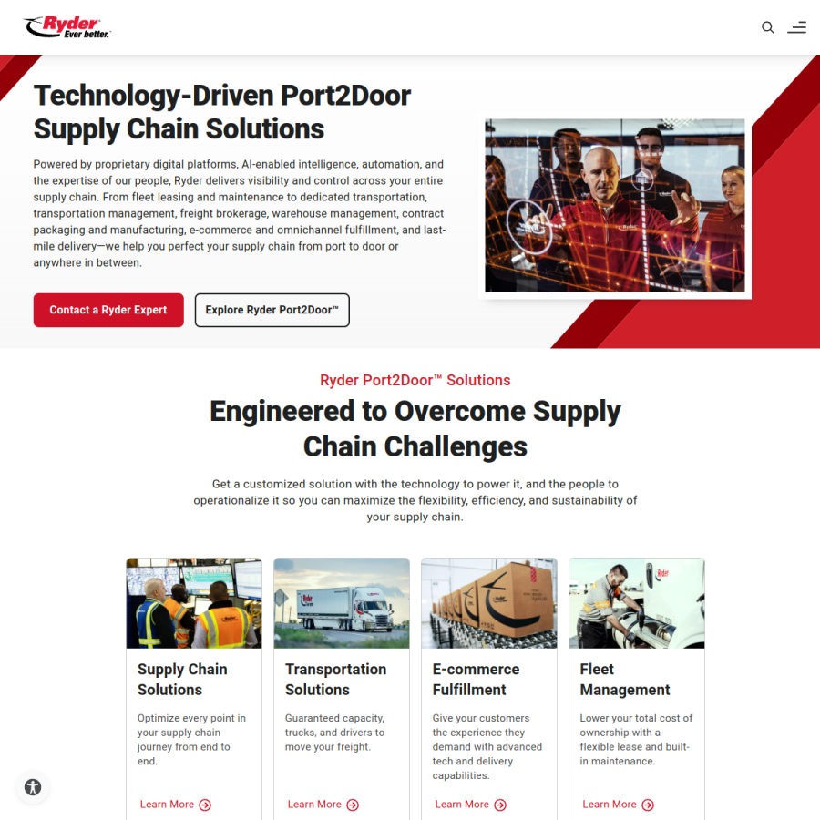 ryder.com homepage screenshot