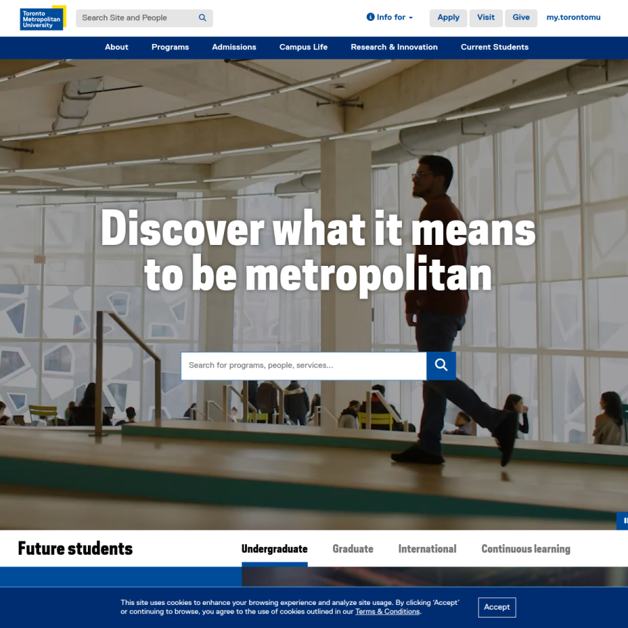 ryerson.ca homepage screenshot