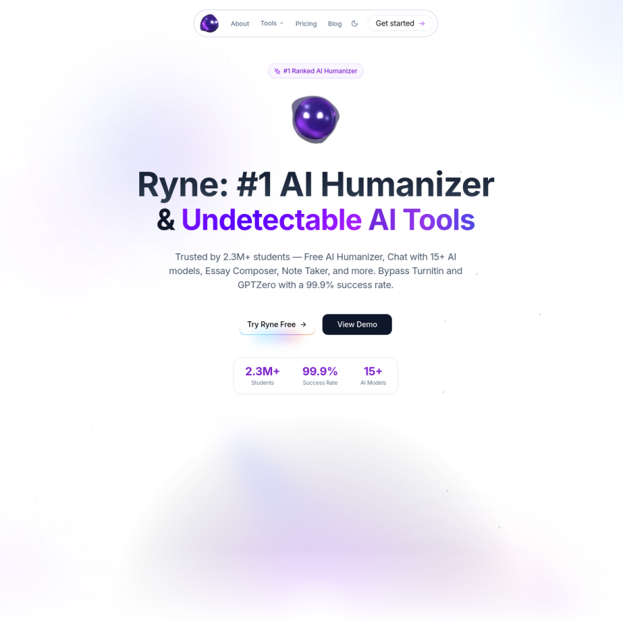 ryne.ai homepage screenshot
