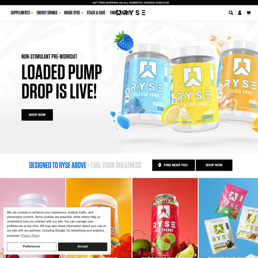 rysesupps.com homepage screenshot