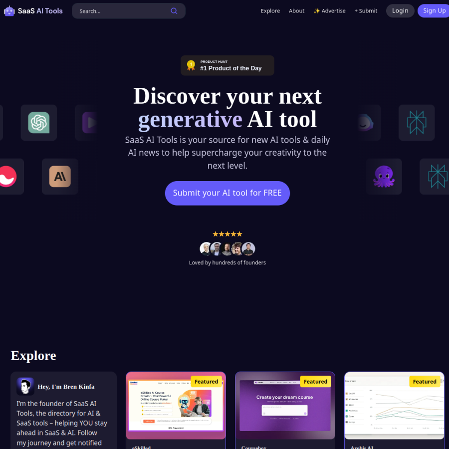 saasaitools.com homepage screenshot