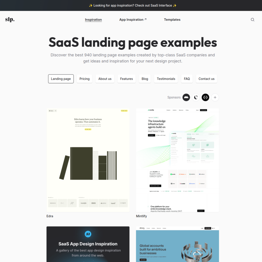 saaslandingpage.com homepage screenshot