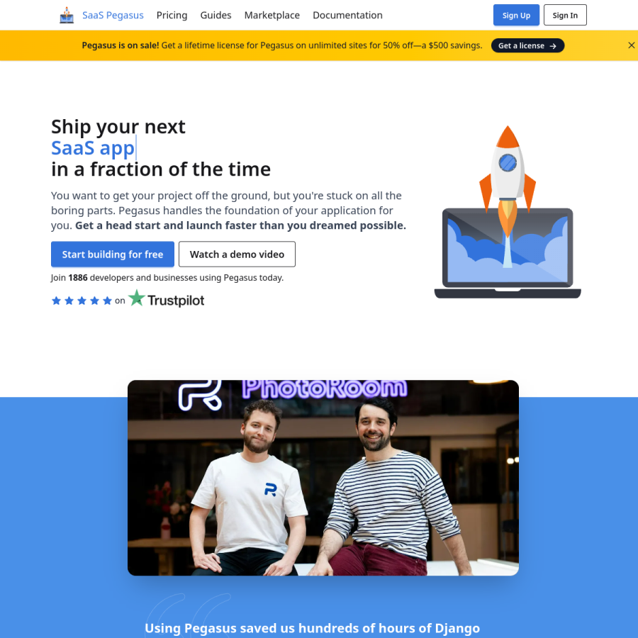 saaspegasus.com homepage screenshot
