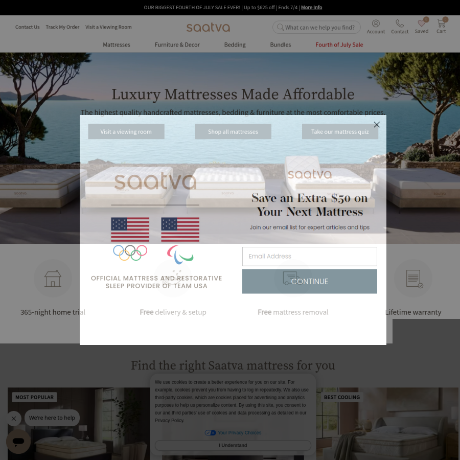 saatva.com homepage screenshot