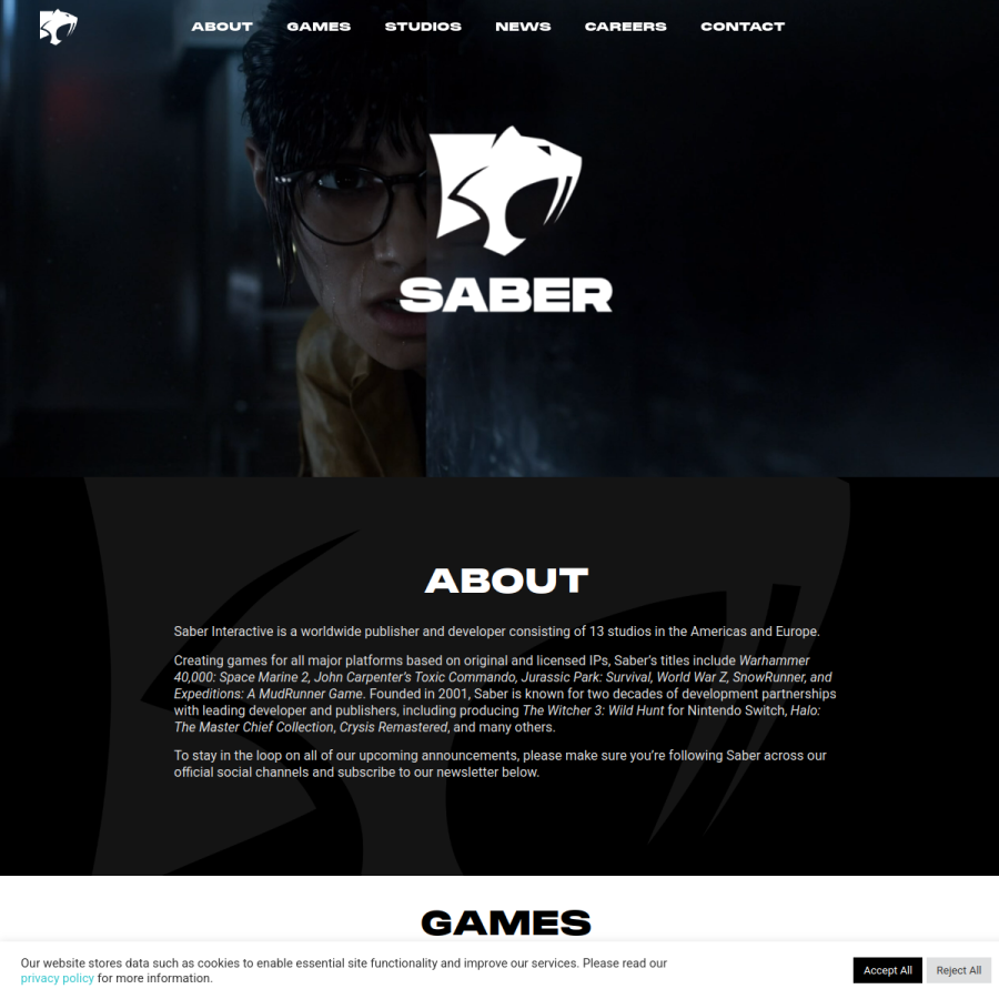 saber.games homepage screenshot
