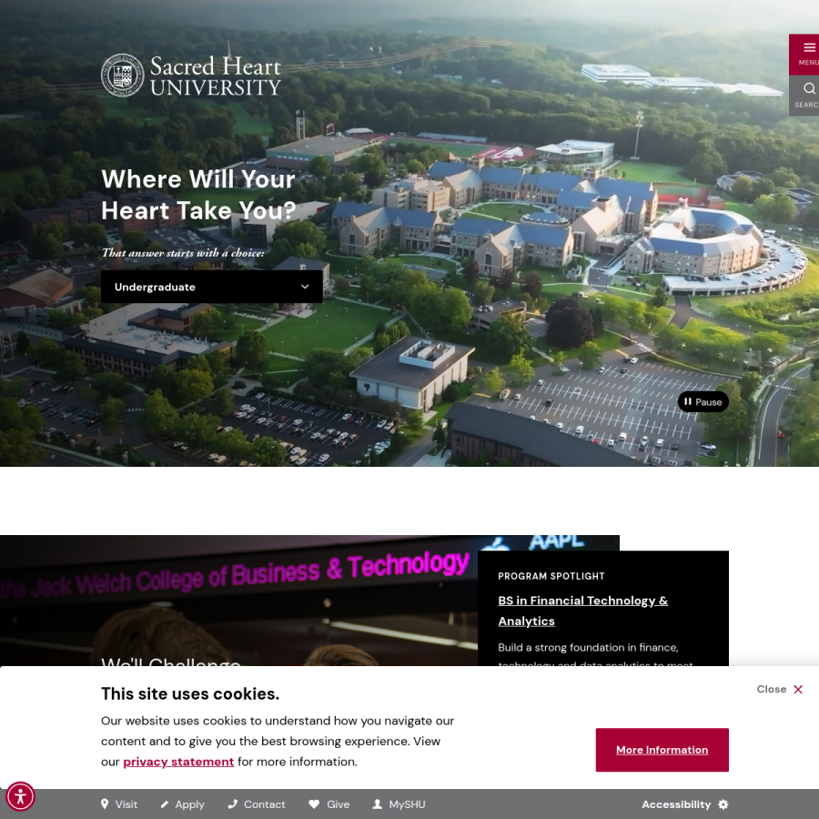 sacredheart.edu homepage screenshot