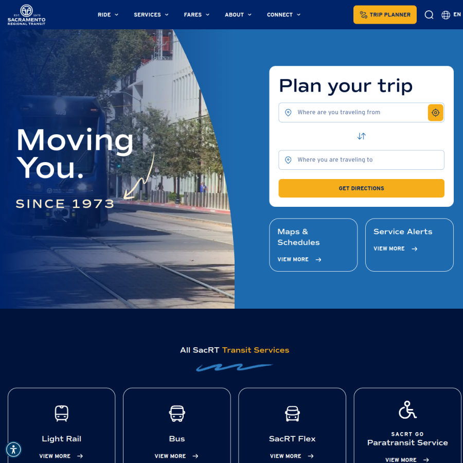 sacrt.com homepage screenshot