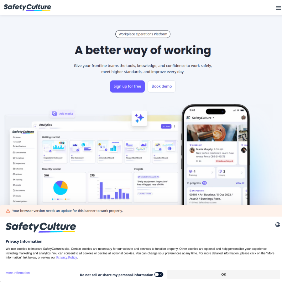 safetyculture.com homepage screenshot