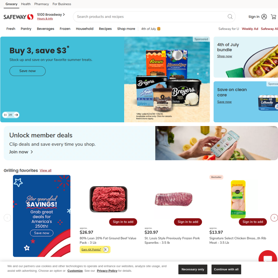safeway.com homepage screenshot