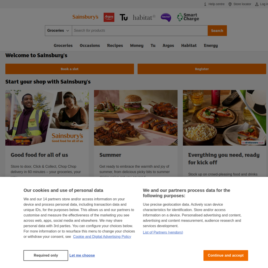sainsburys.co.uk homepage screenshot