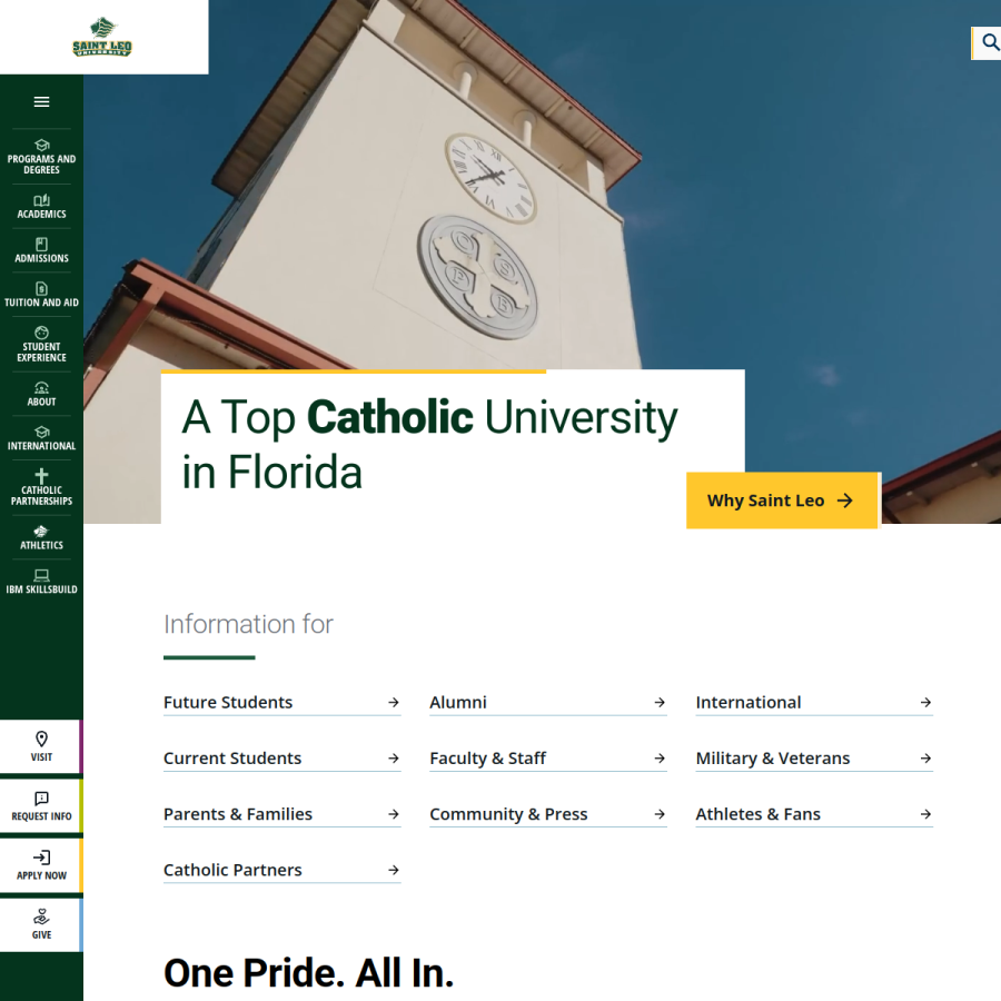 saintleo.edu homepage screenshot