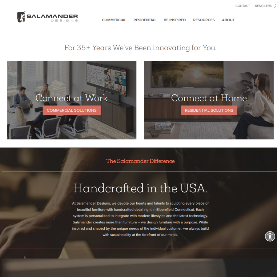 salamanderdesigns.com homepage screenshot