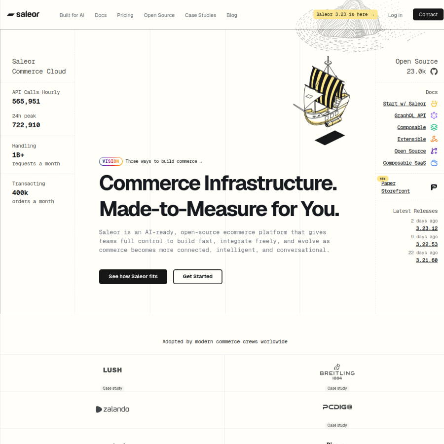 saleor.io homepage screenshot
