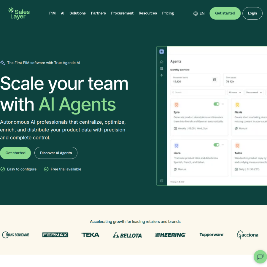 saleslayer.com homepage screenshot