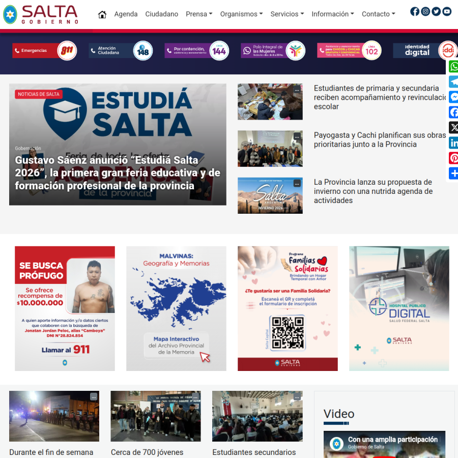 salta.gob.ar homepage screenshot