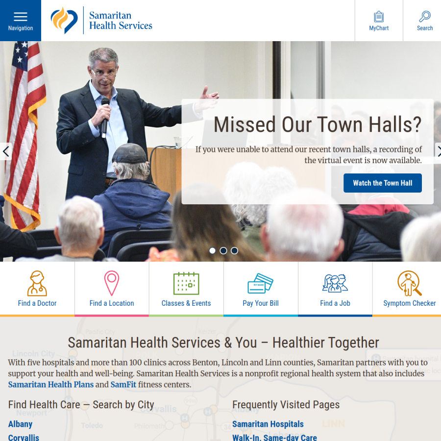 samhealth.org homepage screenshot