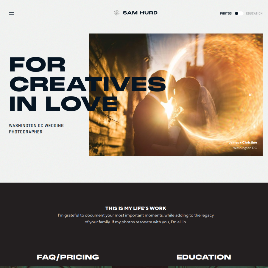 samhurdphotography.com homepage screenshot