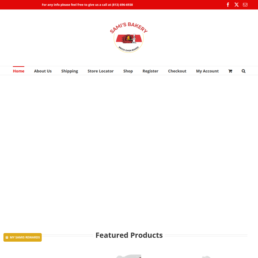 samisbakery.com homepage screenshot