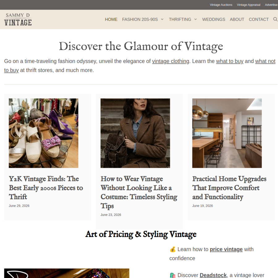 sammydvintage.com homepage screenshot