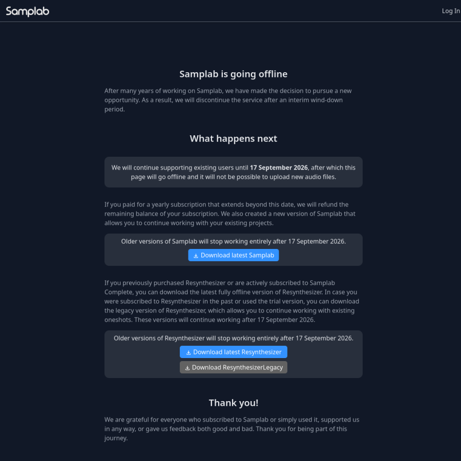 samplab.com homepage screenshot