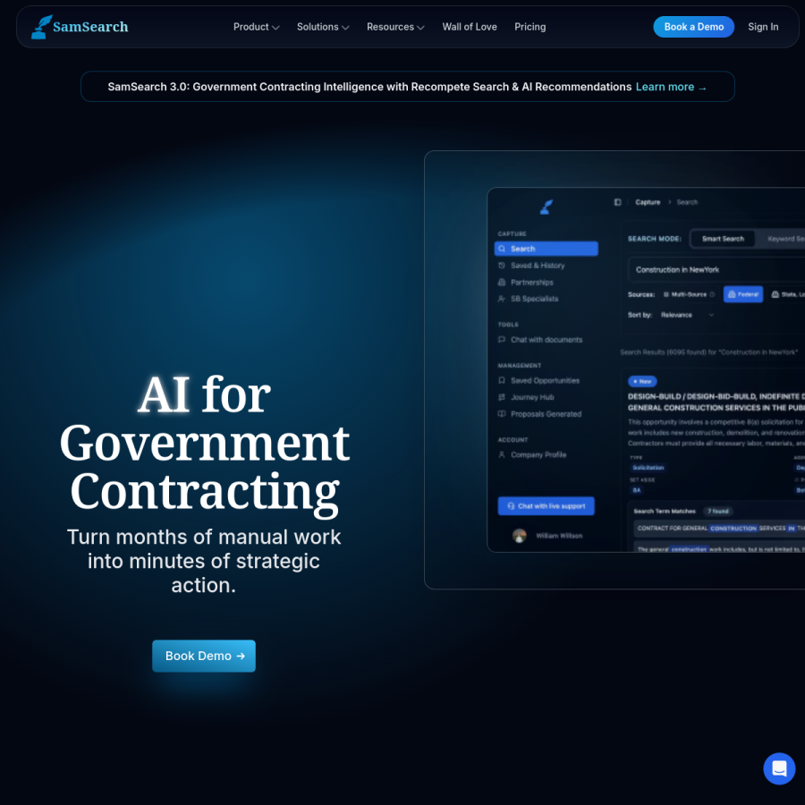samsearch.co homepage screenshot
