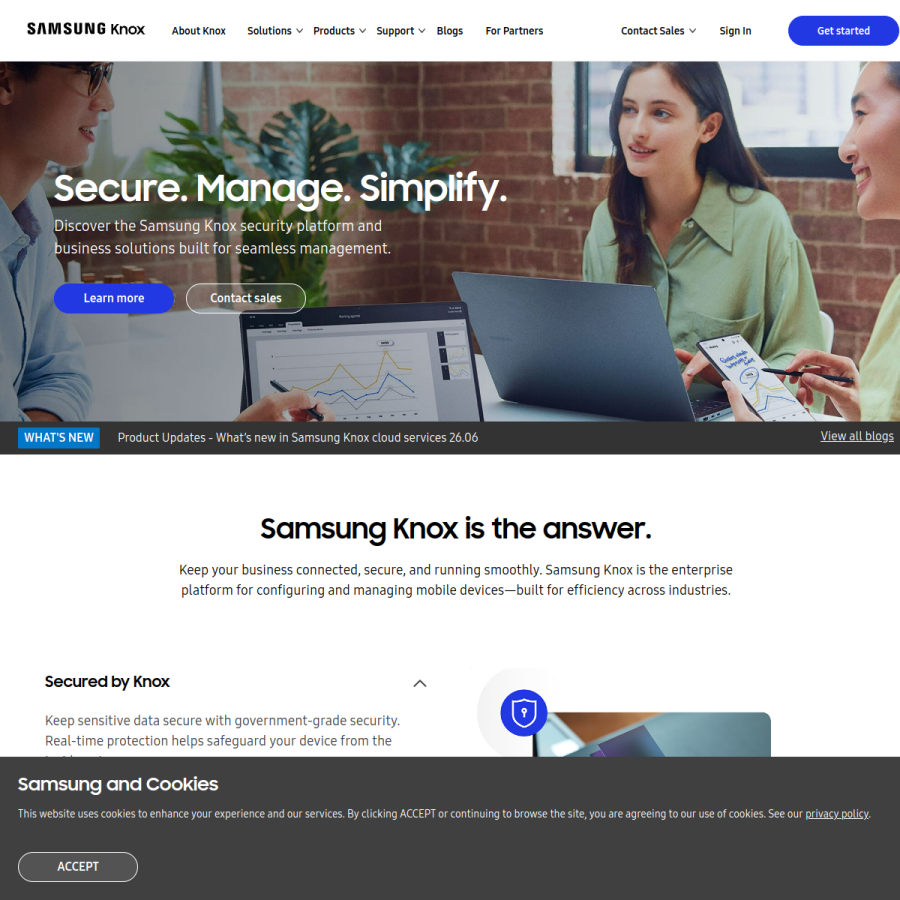 samsungknox.com homepage screenshot