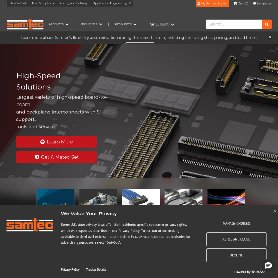 samtec.com homepage screenshot