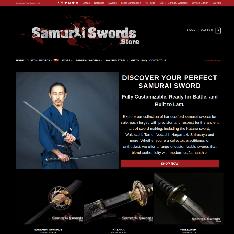 samuraiswords.store homepage screenshot