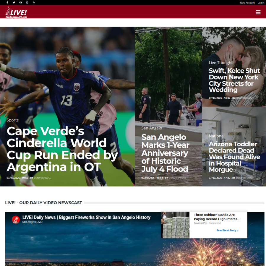 sanangelolive.com homepage screenshot