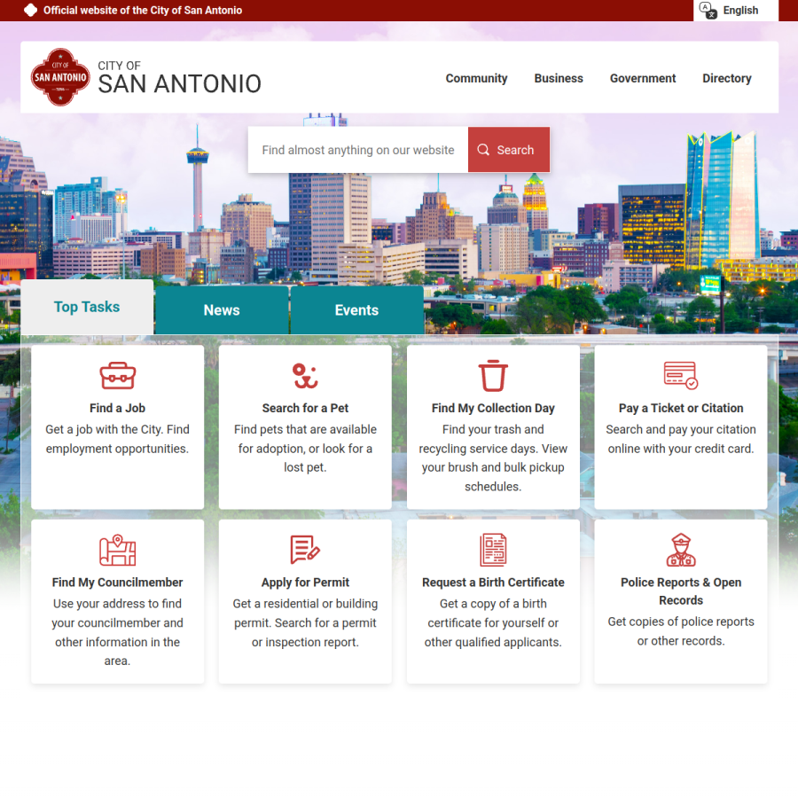 sanantonio.gov homepage screenshot