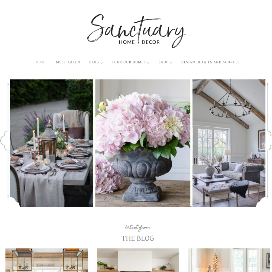 sanctuaryhomedecor.com homepage screenshot