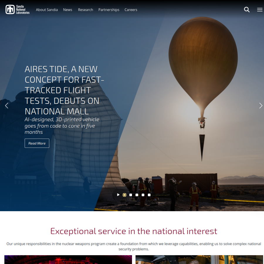 sandia.gov homepage screenshot