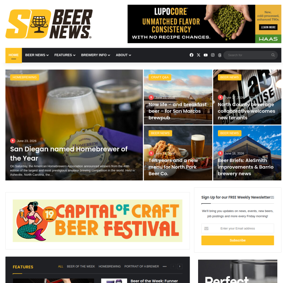 sandiegobeer.news homepage screenshot