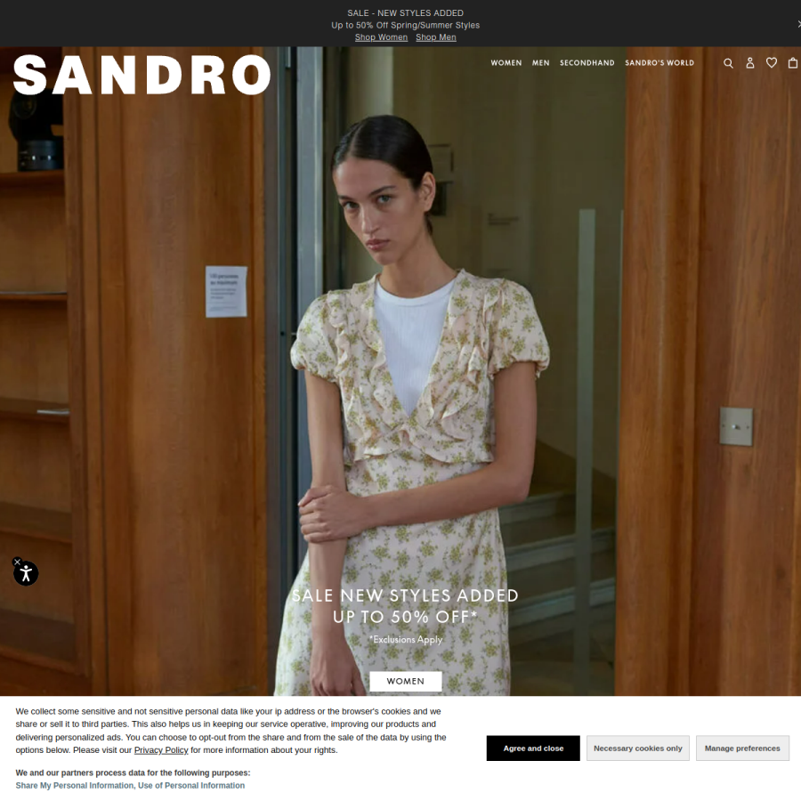 sandro-paris.com homepage screenshot