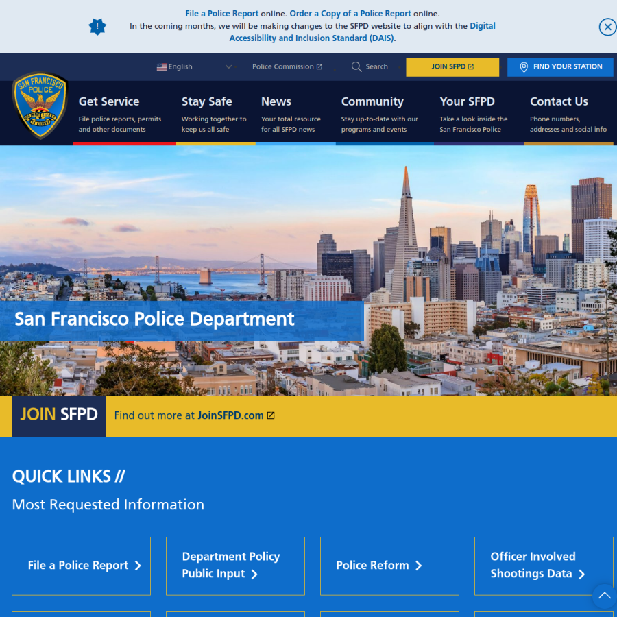 sanfranciscopolice.org homepage screenshot
