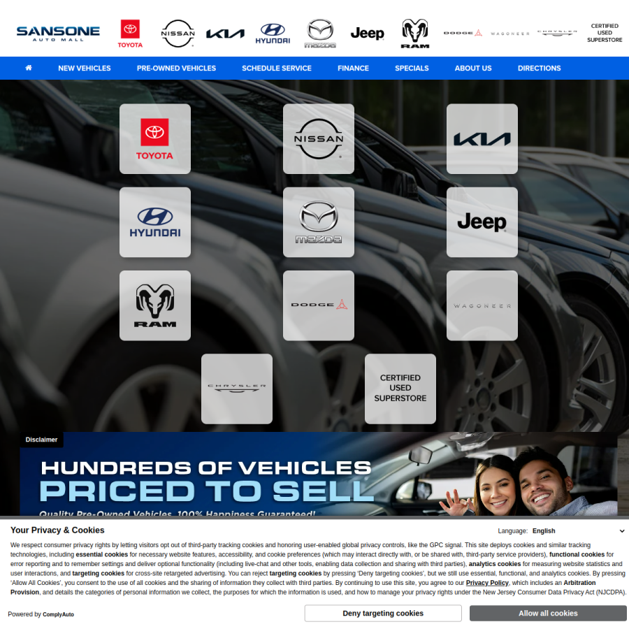 sansoneauto.com homepage screenshot
