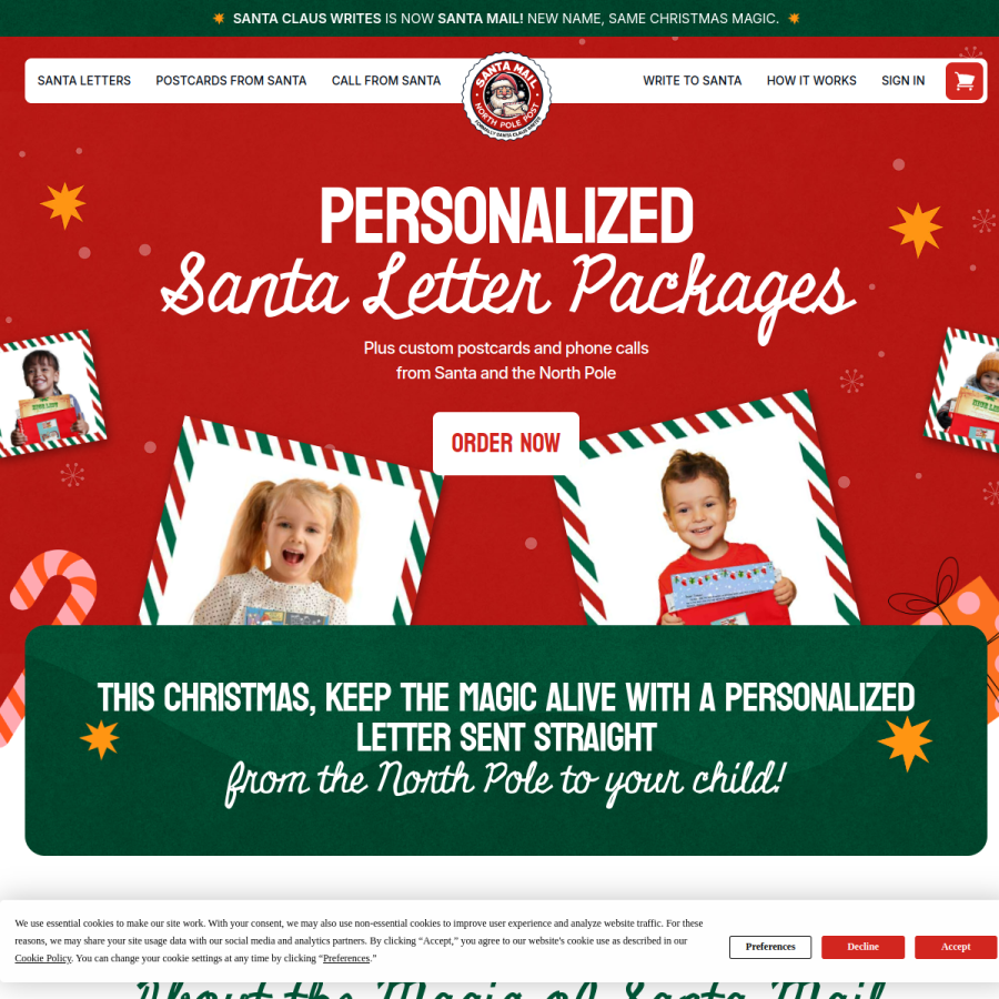 santamail.com homepage screenshot