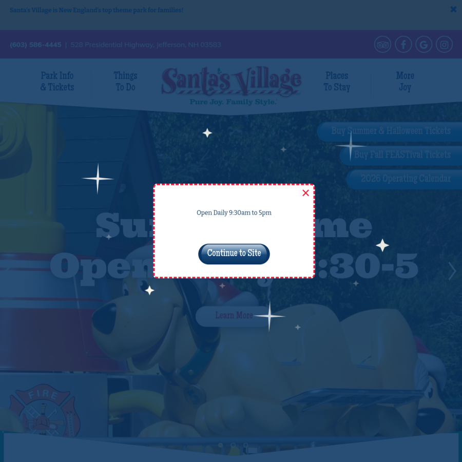 santasvillage.com homepage screenshot