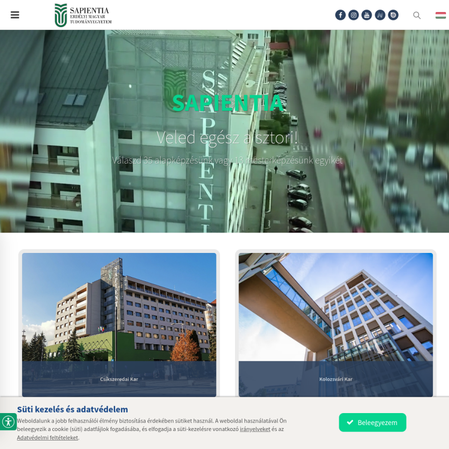 sapientia.ro homepage screenshot