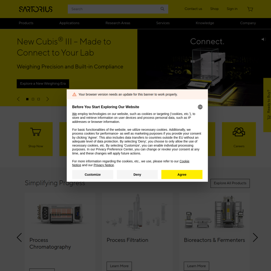 sartorius.com homepage screenshot
