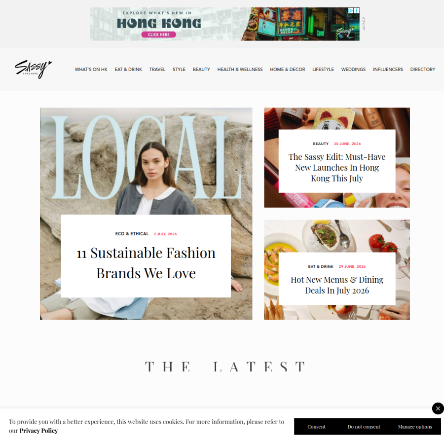 sassyhongkong.com homepage screenshot