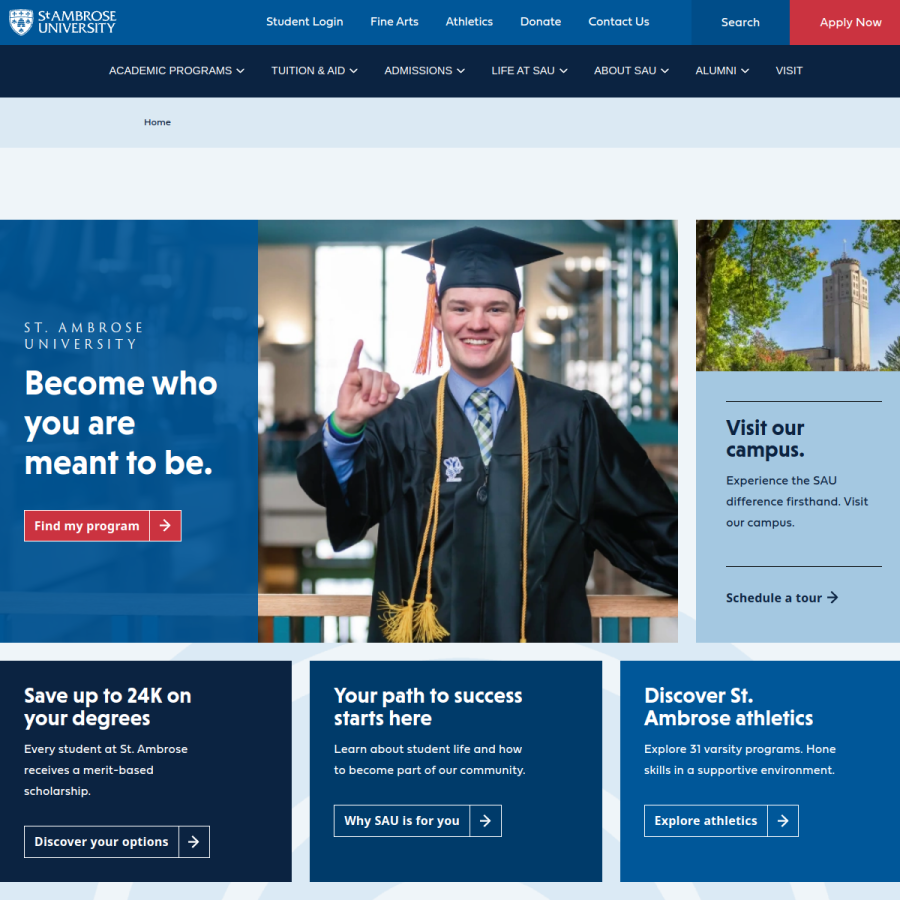 sau.edu homepage screenshot