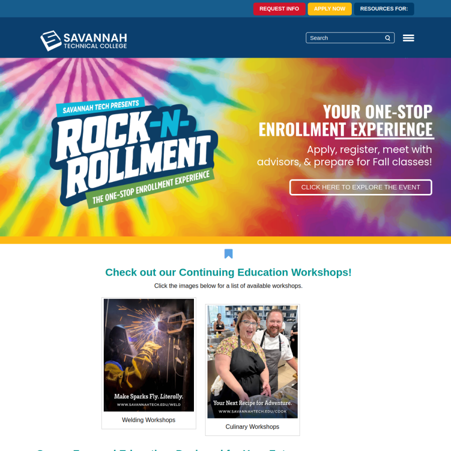 savannahtech.edu homepage screenshot